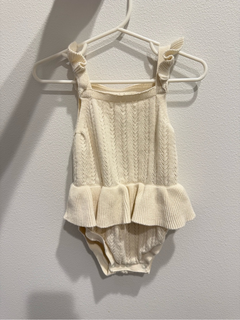 Little Planet Cream Knit Ruffle One-Piece for Kids